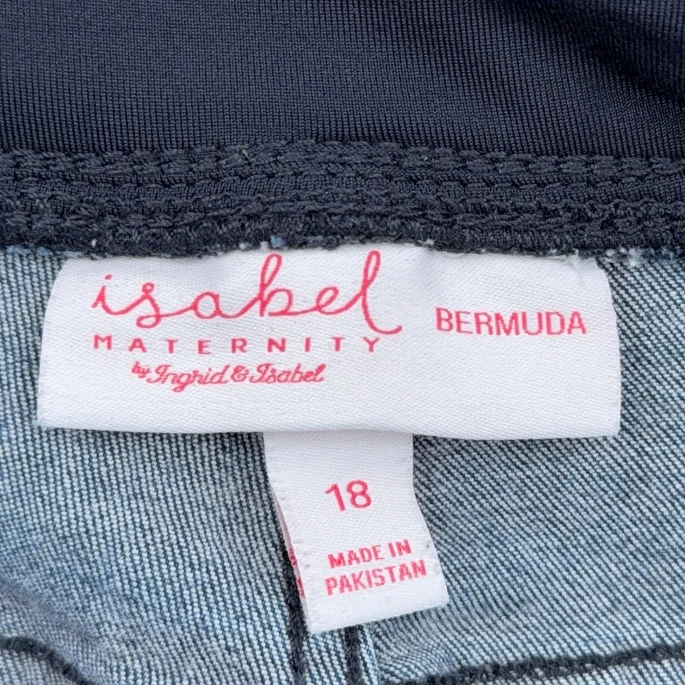Isabel Maternity Bermuda Shorts Women 18 Cotton Blend Blue Denim - Picture 3 of 8
